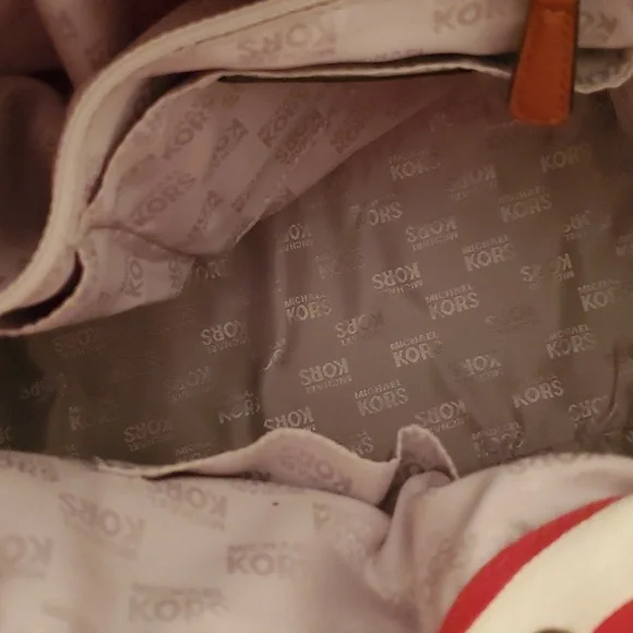 Michael Kors Gansevort canvas Purse Tote Striped red white - Picture 5 of 11